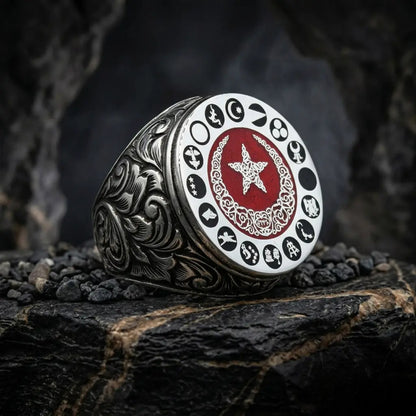 16 Turkic States Ring 925 Silver Oval Ottoman Handmade
