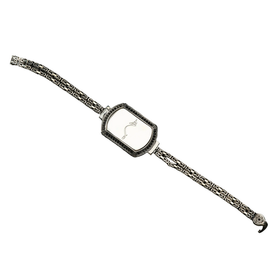 Hic Bracelet 925 Silver Mevlana King Chain Black Stone Handmade