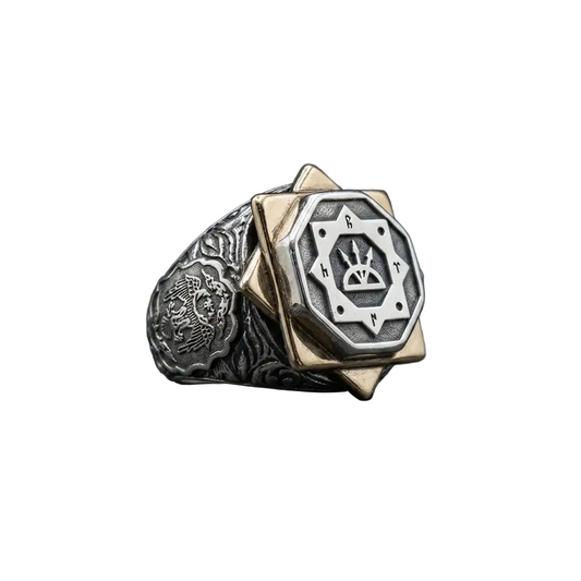 Oghuz Kagan Ring 925 Silver Seljuk Eagle Ottoman Handmade Men
