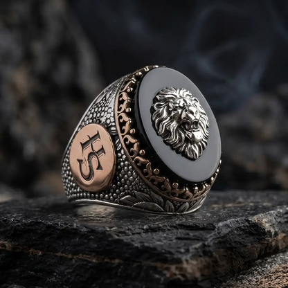 Personalized Lion Head Sterling Silver Men’s Ring