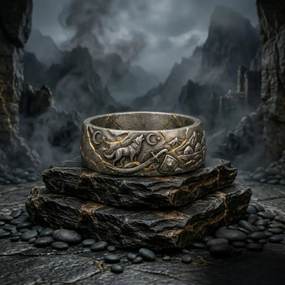 Kintsugi Otuken Wolf Ring – 925 Sterling Silver
