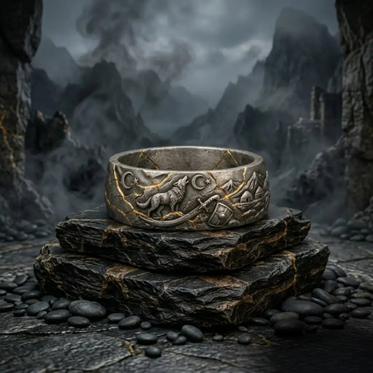 Kintsugi Otuken Wolf Ring – 925 Sterling Silver