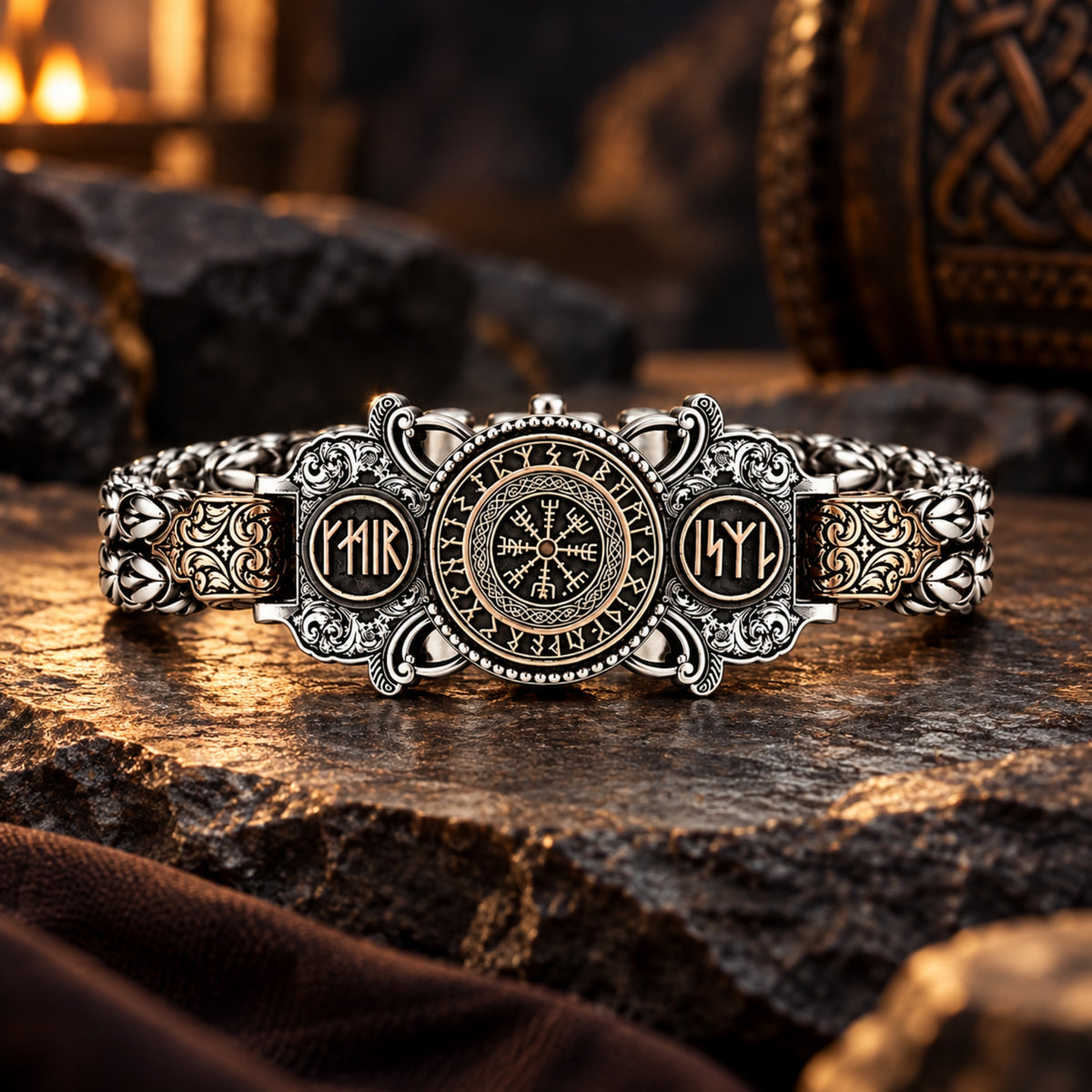 Viking Compass Bracelet for Men – 925 Sterling Silver Vegvisir Jewelry