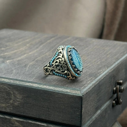 Elif Turquoise Stone Sterling Silver Ring