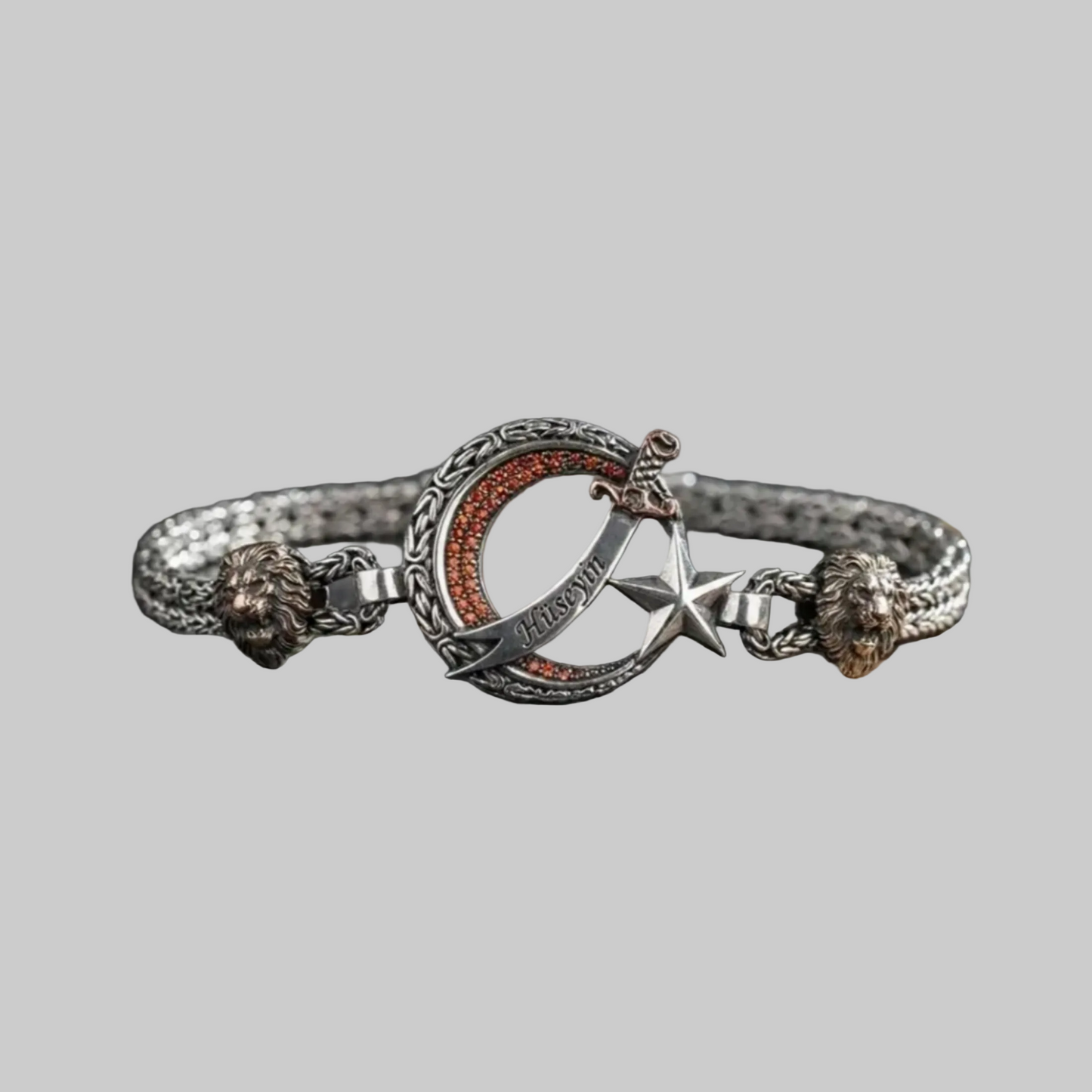 Crescent Star Sword Bracelet 925 Silver Personalized Handmade