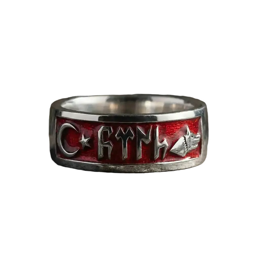 Gokturk Script Ring 925 Silver Heritage Runic Handmade Men