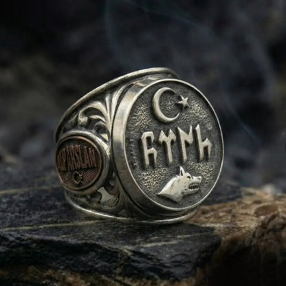 Gokturk TURK Written Silver Ring | Reyhan Silver Jewelry