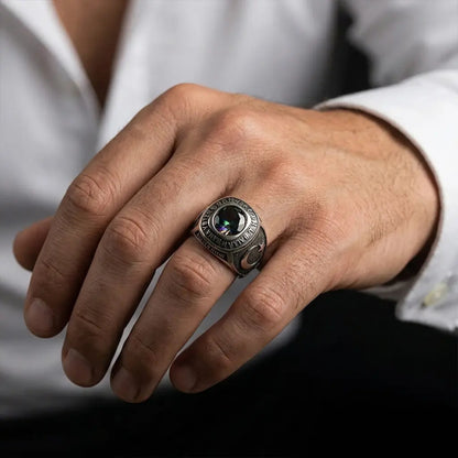 Mystic Topaz 925 Sterling Silver Islamic Ring – Hasbiyallahu Statement Design