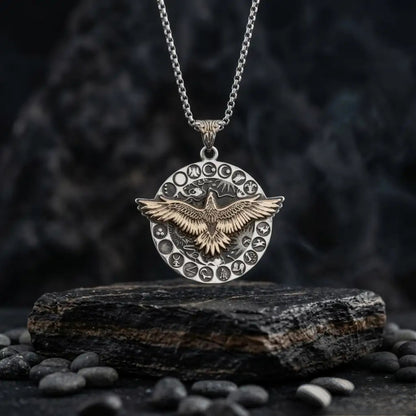 Eagle Wolf Necklace 925 Silver Oxidized Pendant Handmade