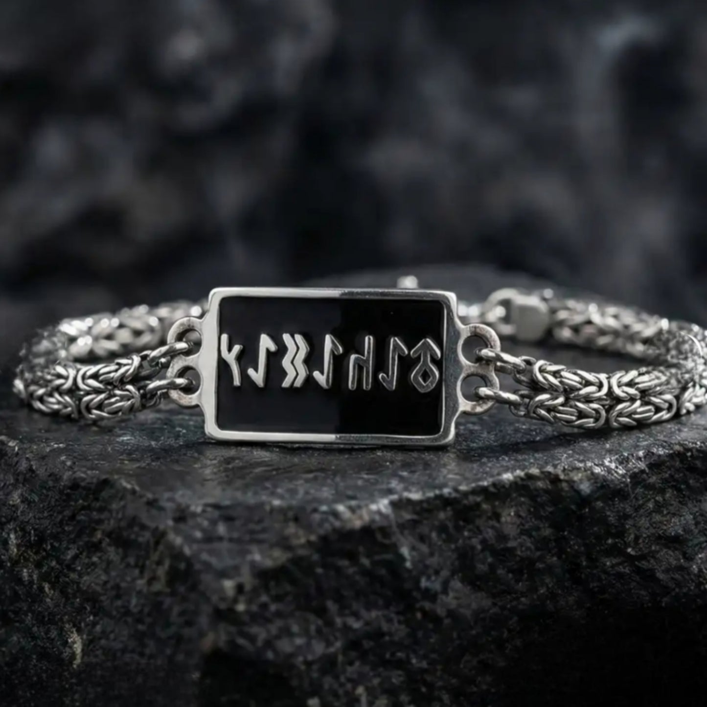 Gokturk Script Bracelet 925 Silver Chain Handmade Men