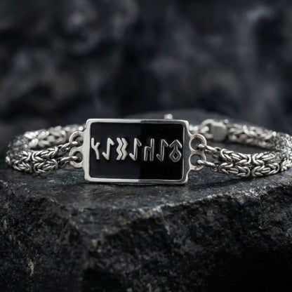 Gokturk Script Bracelet 925 Silver Chain Handmade Men