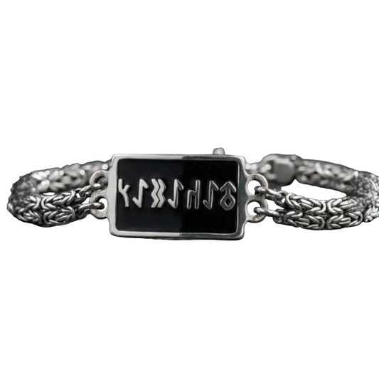Gokturk Script 925 Sterling Silver Chain Bracelet