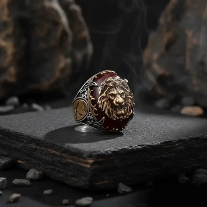 3D Lion Ring 925 Silver Ottoman Signet Handmade