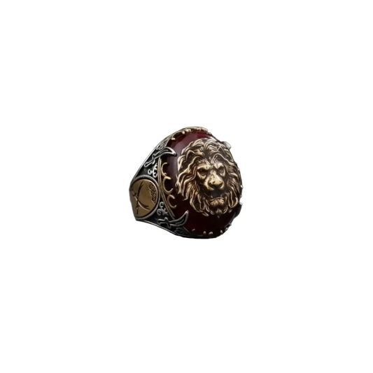 3D Lion Ring 925 Silver Ottoman Signet Handmade Men