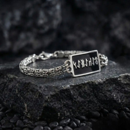 Gokturk Script 925 Sterling Silver Chain Bracelet