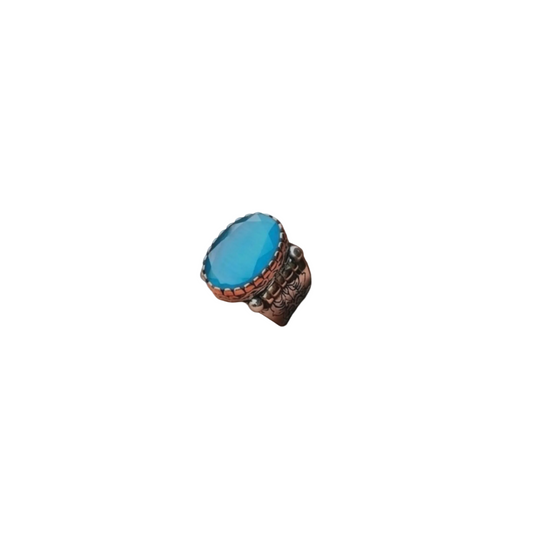 Blue Chalcedony Ring 925 Silver Islamic Ottoman Handmade Men