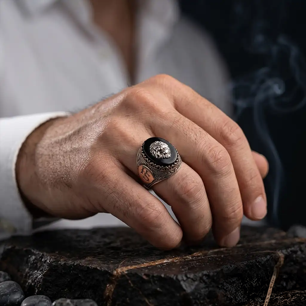 Personalized Lion Head Sterling Silver Men’s Ring