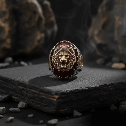 3D Lion Ring 925 Silver Ottoman Signet Handmade