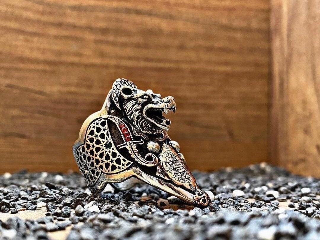 Seal of Solomon Leon thumb ring in 925 sterling silver