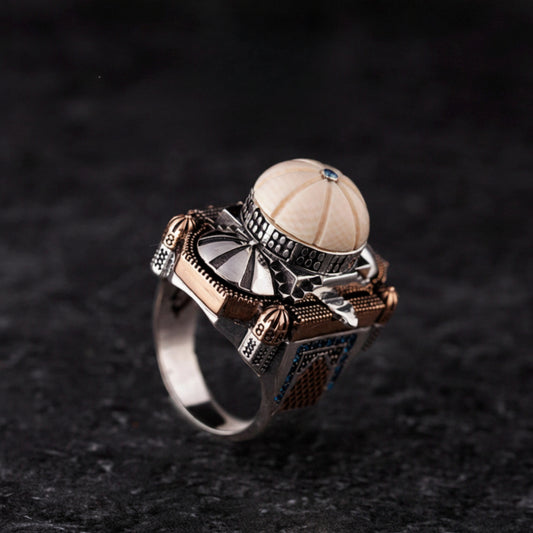 Silver Ring with White Stone & Openable Quran in 925 sterling silver