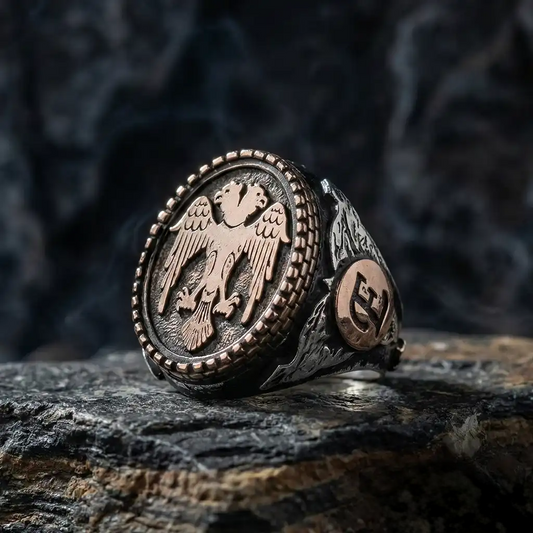double eagle headed silver ring