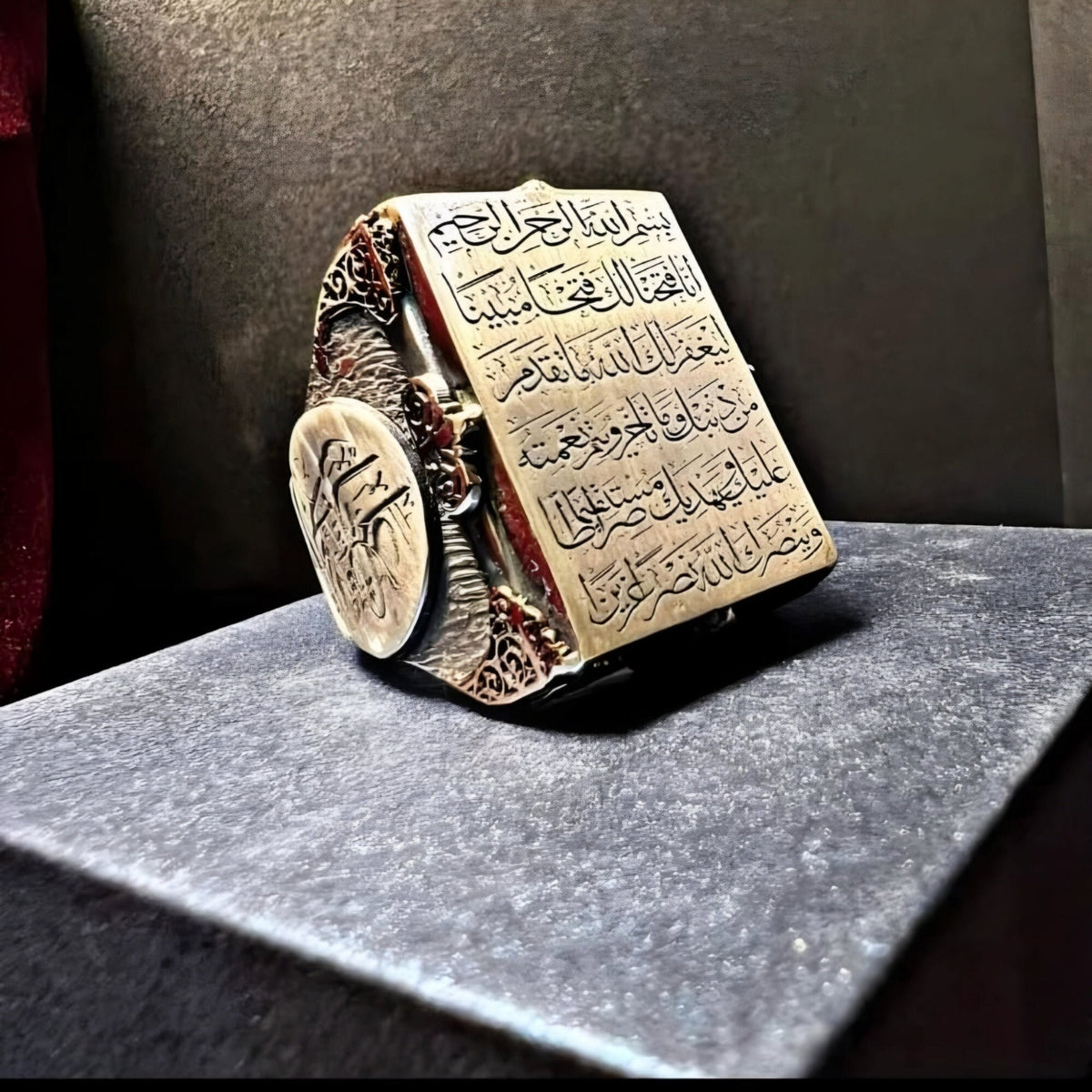 Surah Al-Fath Ring, Muhammad & Ali Calligraphy in 925 sterling silver