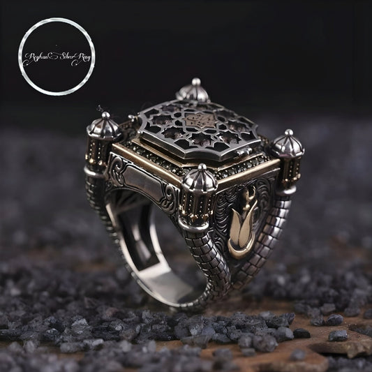 Surrender mosque men's ring with Seljuk star in 925 sterling silver