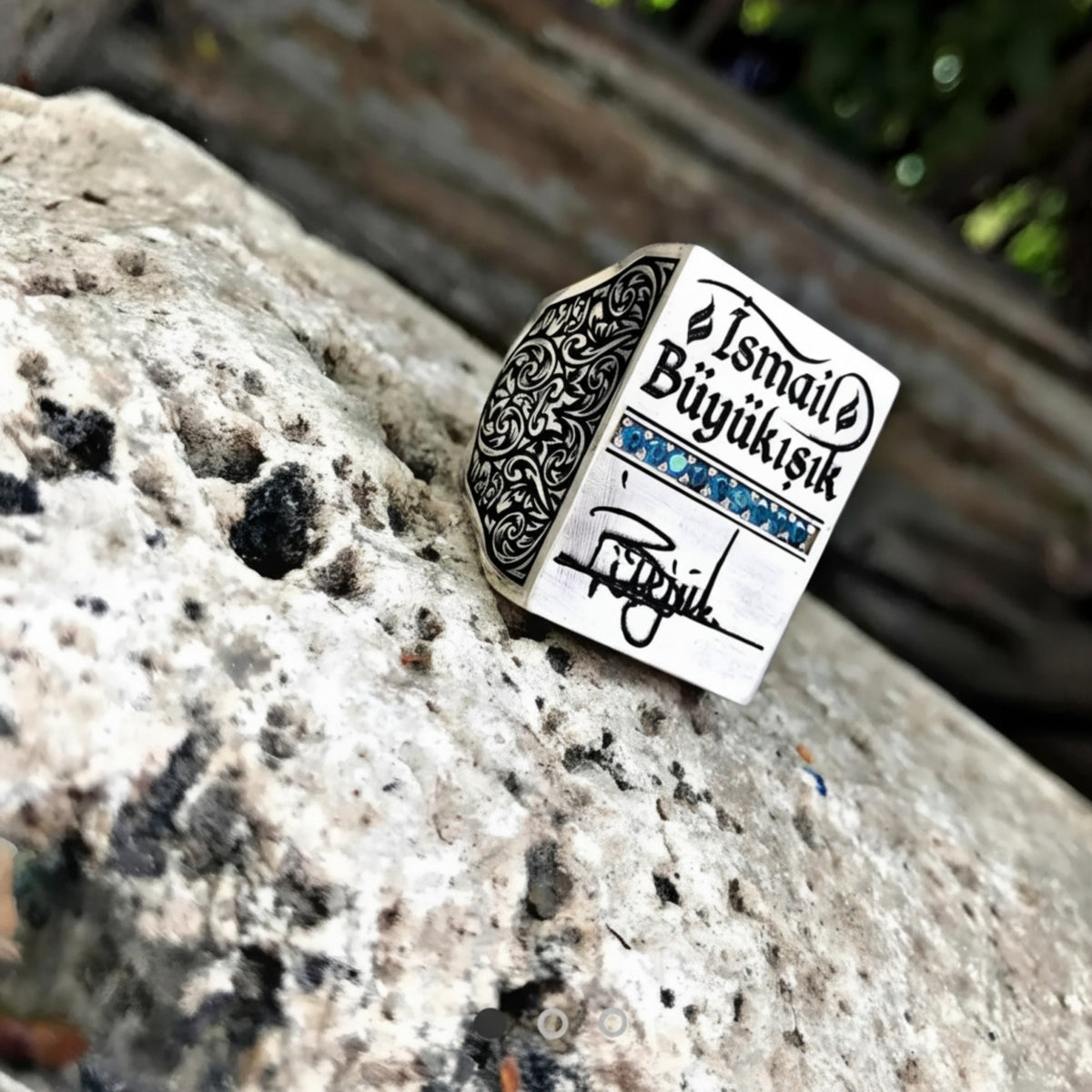 Turquoise Ring Personalized Signature in 925 sterling silver