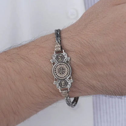 Viking Compass Bracelet for Men – 925 Sterling Silver Vegvisir Jewelry