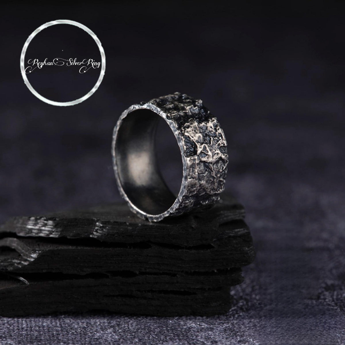 Wall pattern silver wedding ring in 925 sterling silver