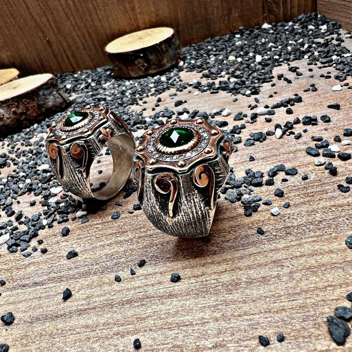خاتم رجالي بأحجار الزركون من فضة إسترلينية عيار 925