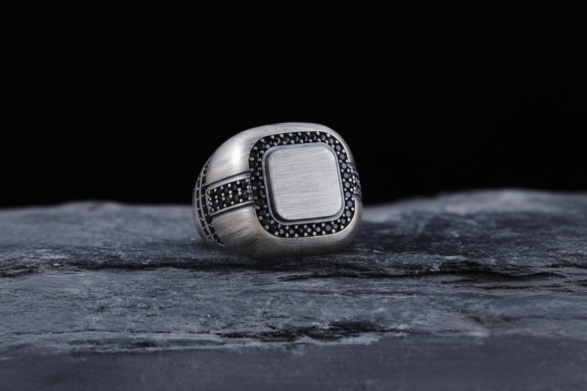 Zodiac Ring Black Zircon Stone in 925 sterling silver