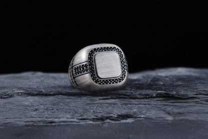 Zodiac Ring Black Zircon Stone in 925 sterling silver